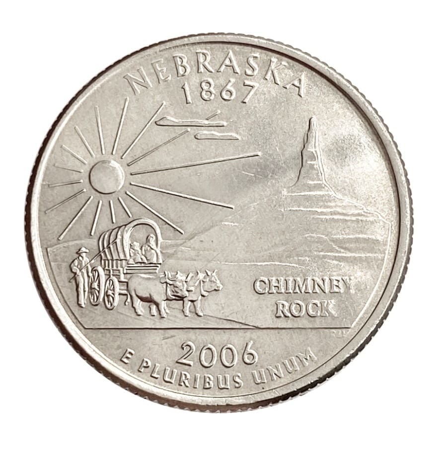 

Памятная монета 25 центов квотер Штаты и территории. Небраска. США, 2006 г. в. без обр