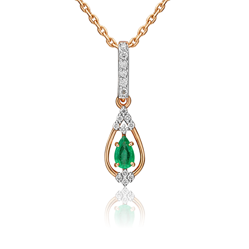 

Подвеска из красного золота с изумрудом/бриллиантом PLATINA jewelry 03-0520-00-106-1110-30, 03-0520-00-106-1110-30