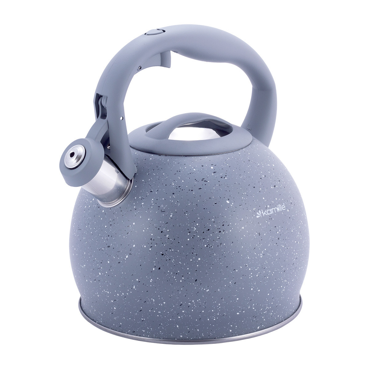 

Чайник 3л из нержавеющей стали со свистком и ручкой "soft touch" Kamille 1074GR, Серый