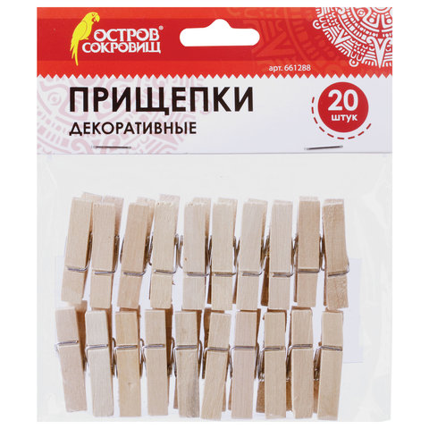 

Прищепки декоративные Классика, 20 штук, 3,5 см, дерево, ОСТРОВ СОКРОВИЩ, 661288, 5 шт, Коричневый