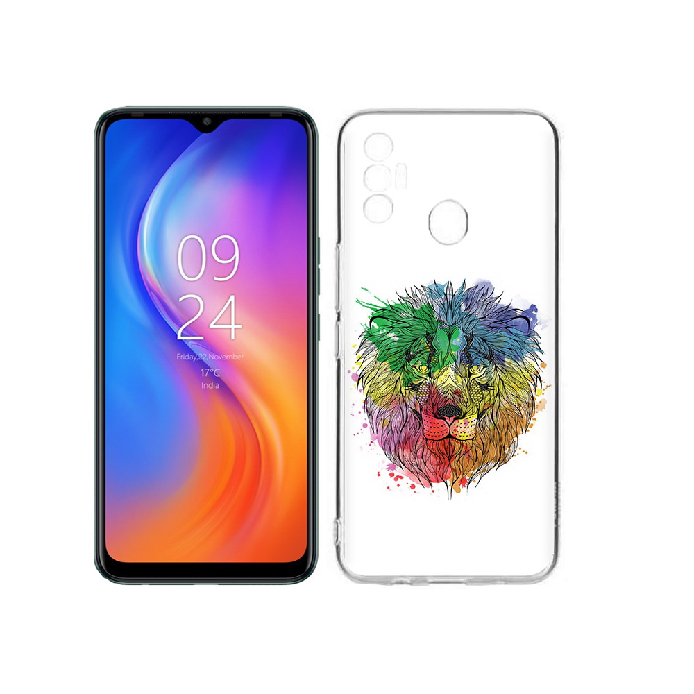 

Чехол MyPads Tocco для Tecno Spark 7 разноцветный гордый лев, Прозрачный, Tocco