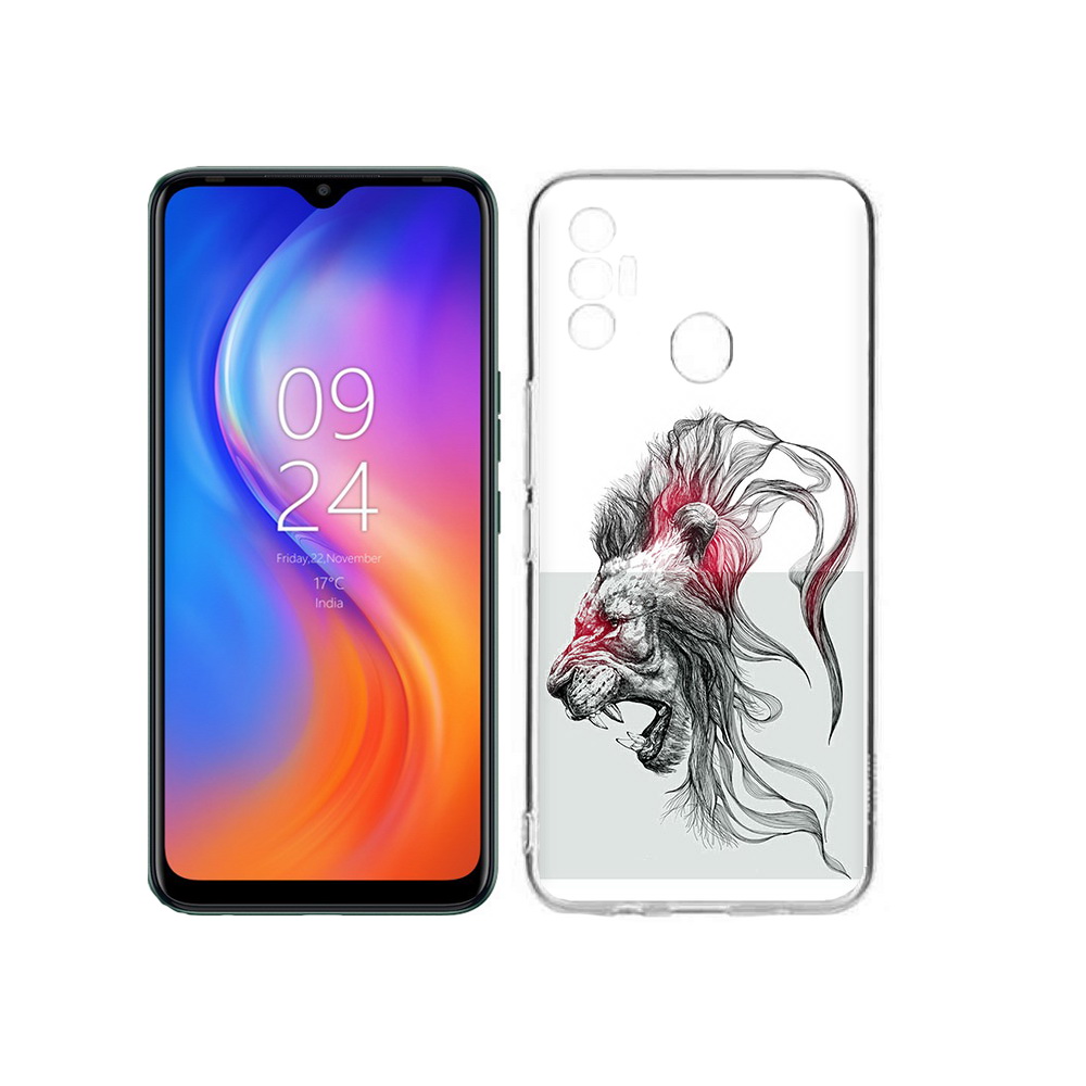 

Чехол MyPads Tocco для Tecno Spark 7 разъяренный лев, Прозрачный, Tocco