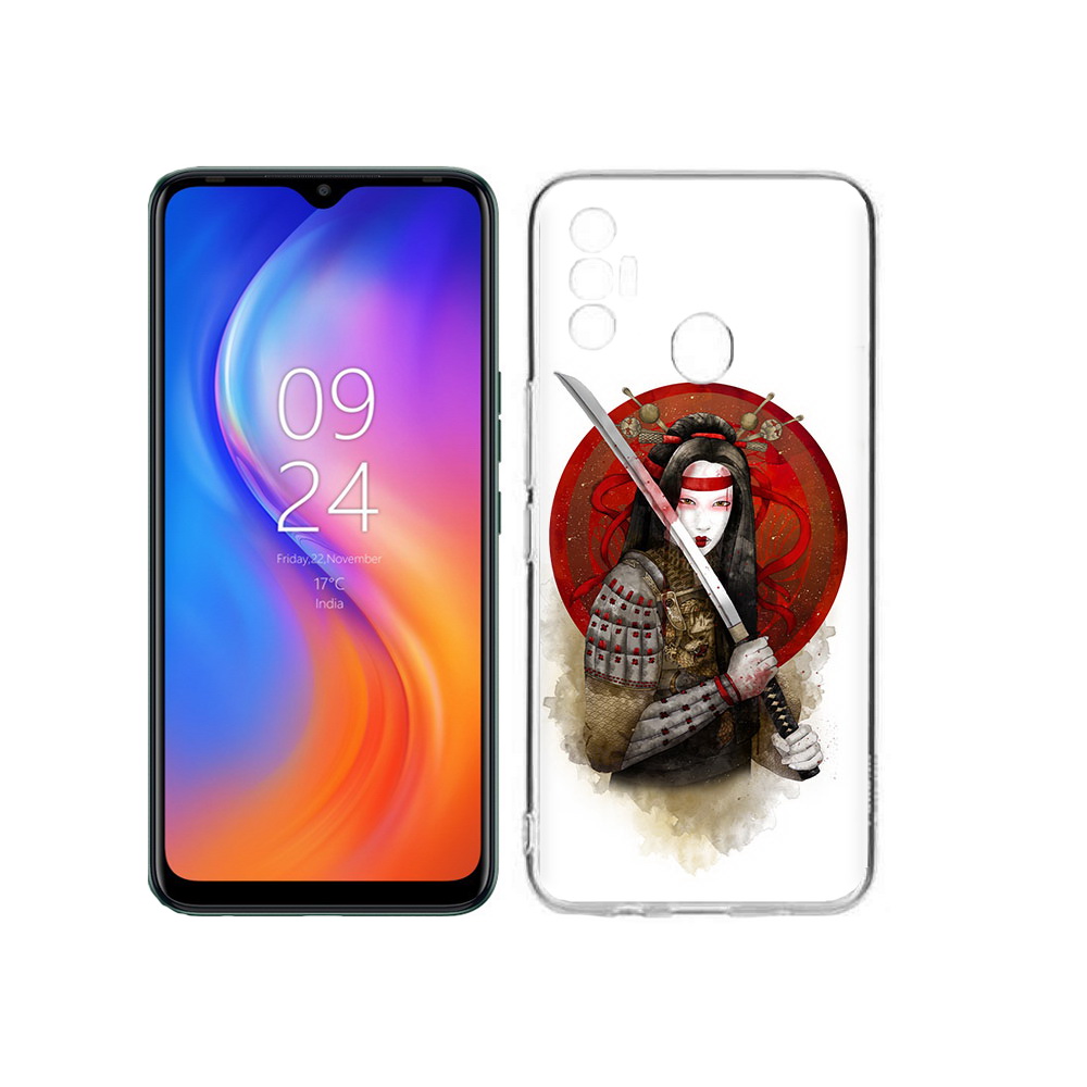 

Чехол MyPads Tocco для Tecno Spark 7 рисованная девушка с катаной, Прозрачный, Tocco