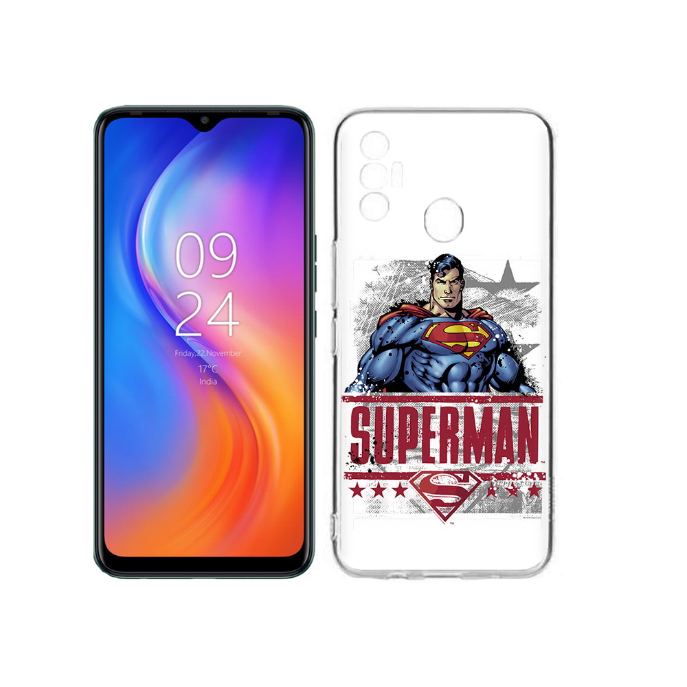 

Чехол MyPads Tocco для Tecno Spark 7 рисунок супермен, Прозрачный, Tocco