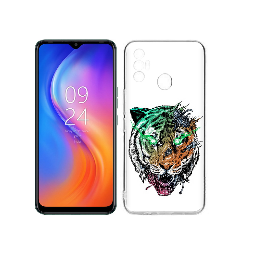 

Чехол MyPads Tocco для Tecno Spark 7 робо-тигр, Прозрачный, Tocco