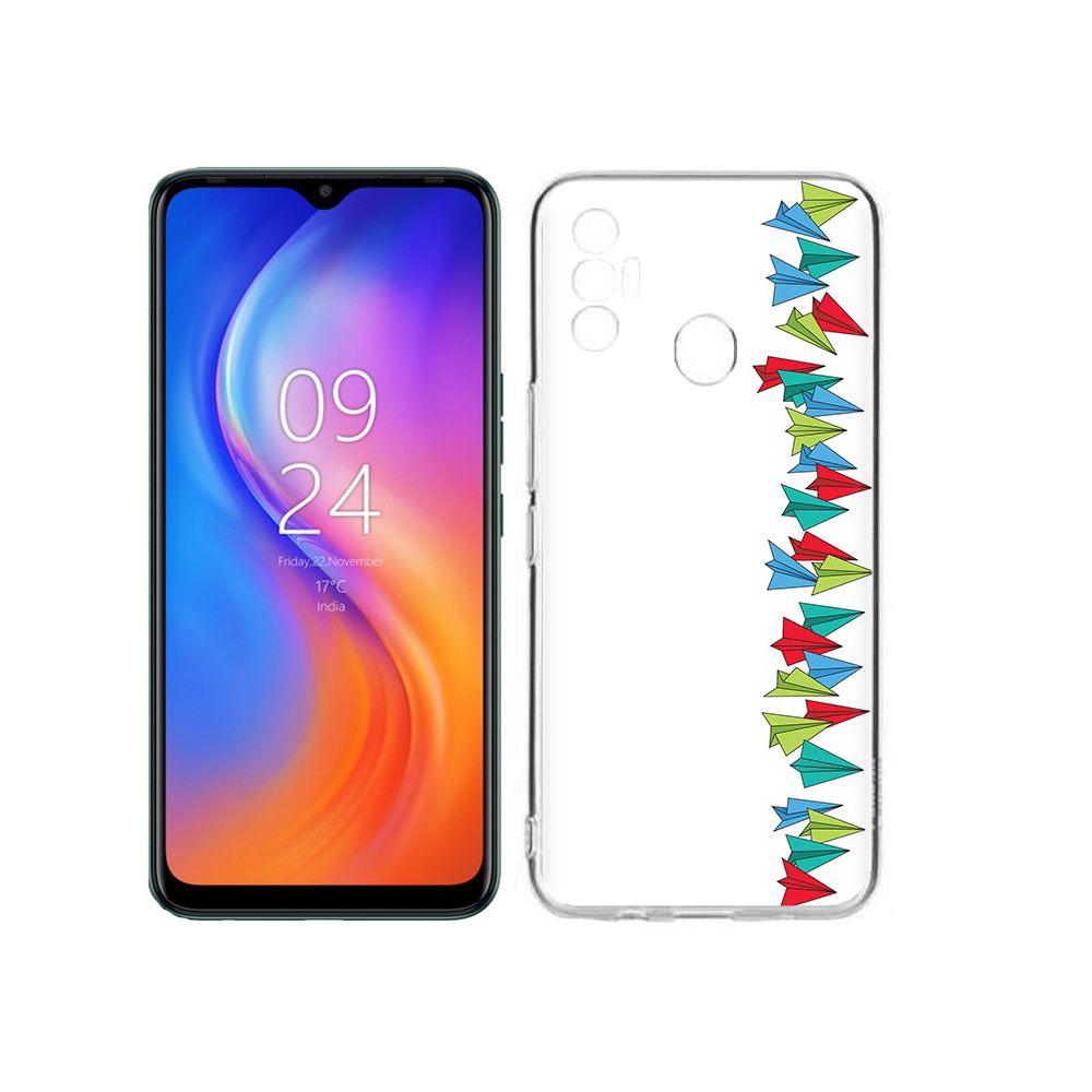 

Чехол MyPads Tocco для Tecno Spark 7 самолетики из листочков, Прозрачный, Tocco