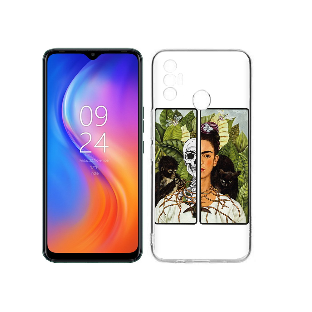 

Чехол MyPads Tocco для Tecno Spark 7 сдвоенная картинка девушка скелет, Прозрачный, Tocco