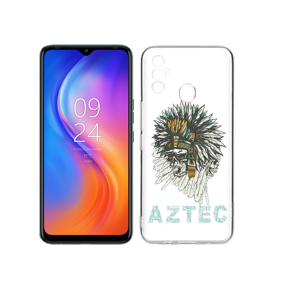 

Чехол MyPads Tocco для Tecno Spark 7 скелет индеец, Прозрачный, Tocco