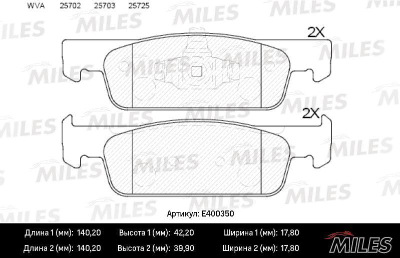 

Колодки Тормозные Renault Logan Ii/Sandero Ii 16v 14- Пер. Miles арт. E400350