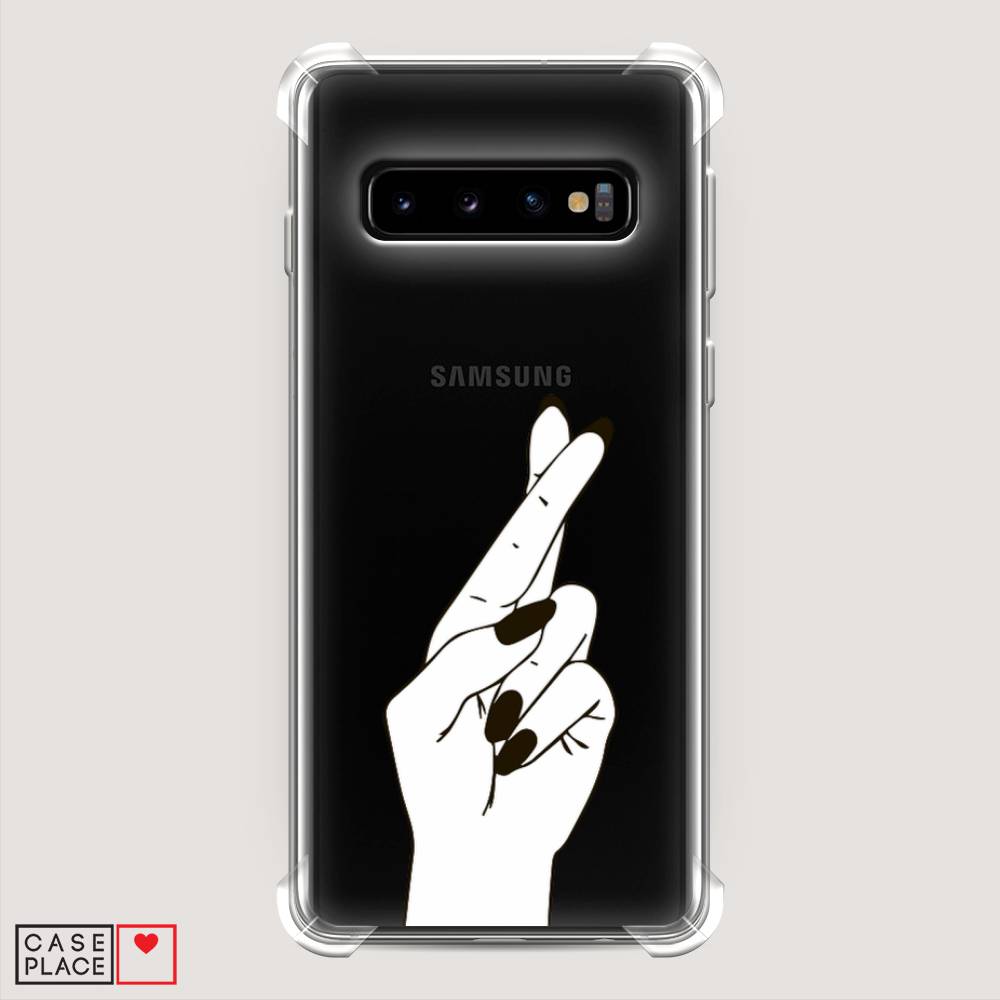 фото Противоударный силиконовый чехол "пальцы графика" на samsung galaxy s10 + awog