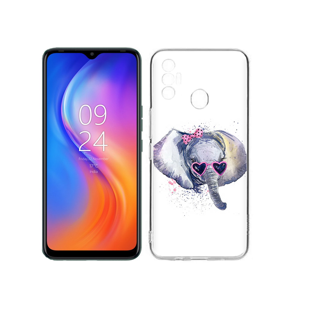 

Чехол MyPads Tocco для Tecno Spark 7 слоник в очках, Прозрачный, Tocco