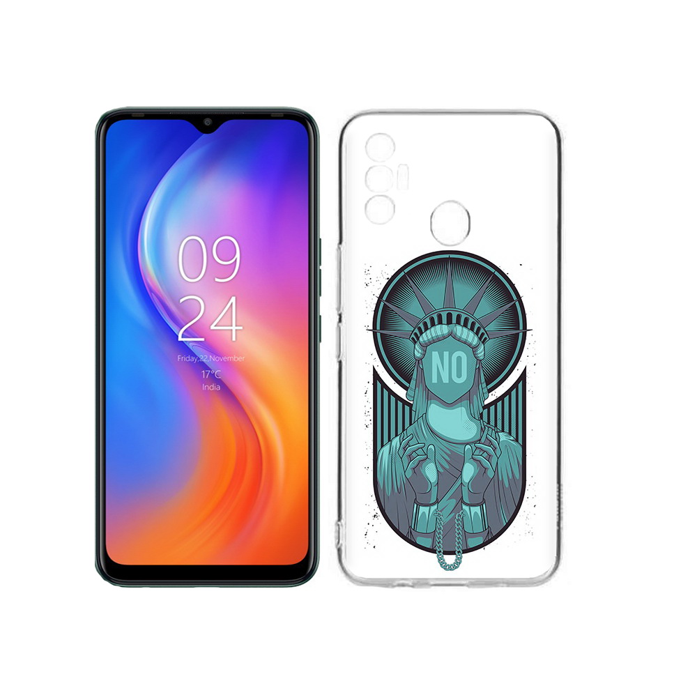 

Чехол MyPads Tocco для Tecno Spark 7 статуя свободы зеленый, Прозрачный, Tocco
