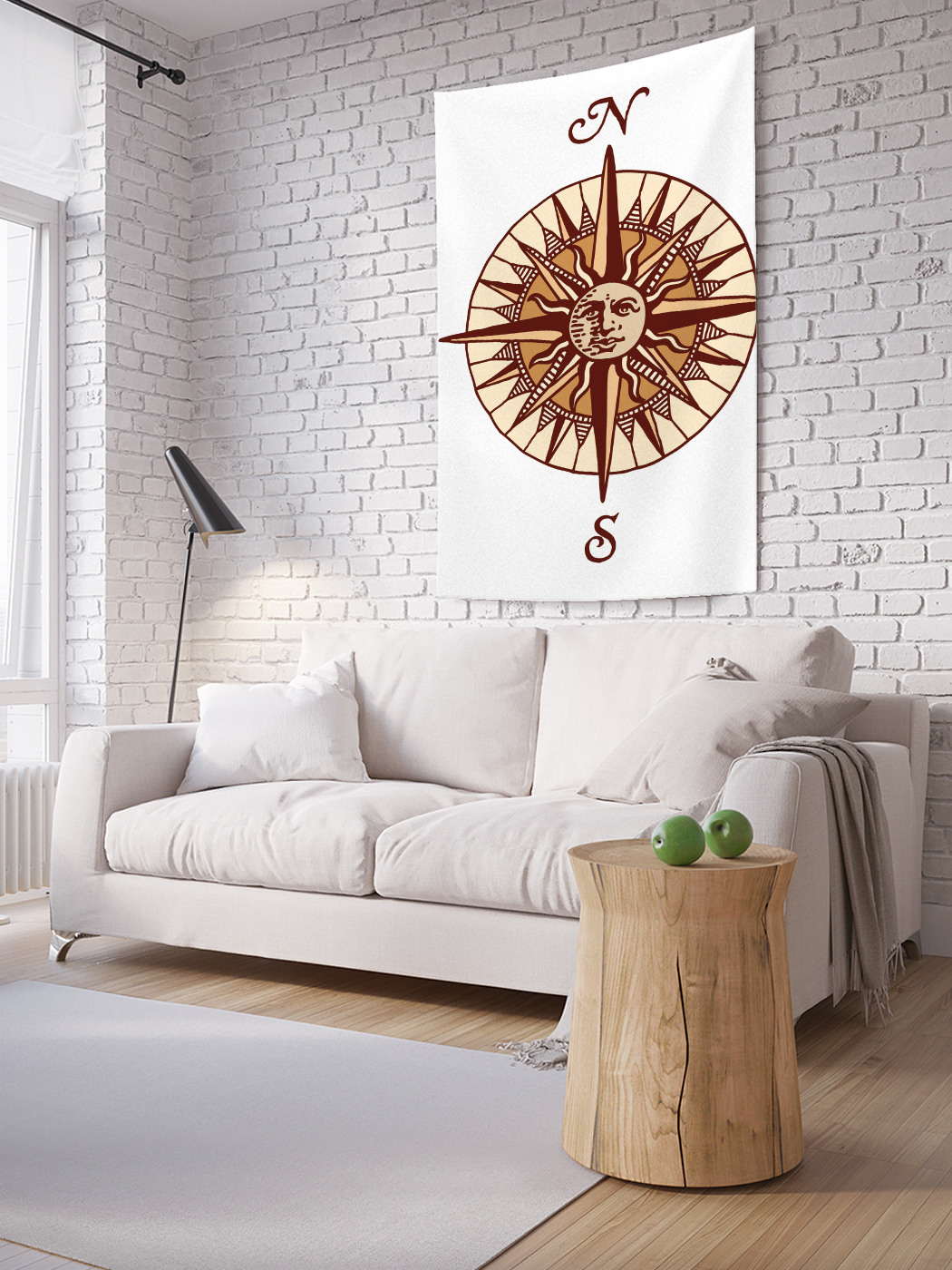 фото Вертикальное фотопанно на стену joyarty "компас многолучевой", 100x150 см