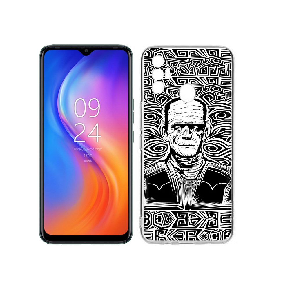 

Чехол MyPads Tocco для Tecno Spark 7 франкенштейн черно белый, Прозрачный, Tocco
