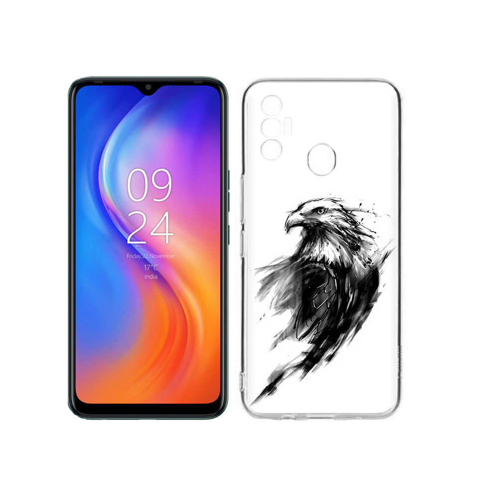 

Чехол MyPads Tocco для Tecno Spark 7 чб птица, Прозрачный, Tocco