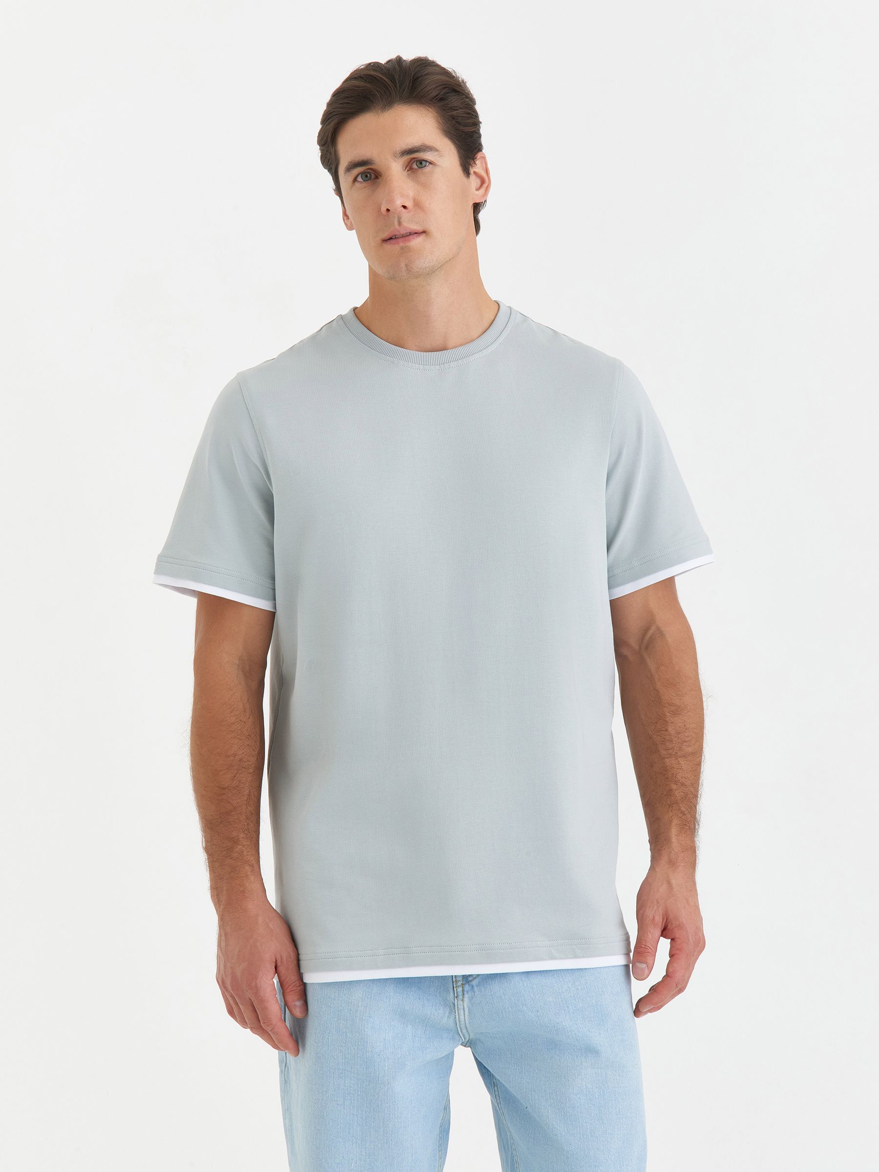 

Футболка мужская SMLXL wear U-многослойная серая S, Серый, U-многослойная