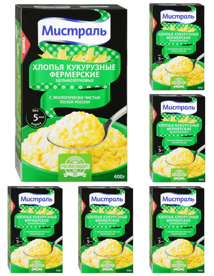 Хлопья Мистраль Фермерские кукурузные, 400 г х 6 шт