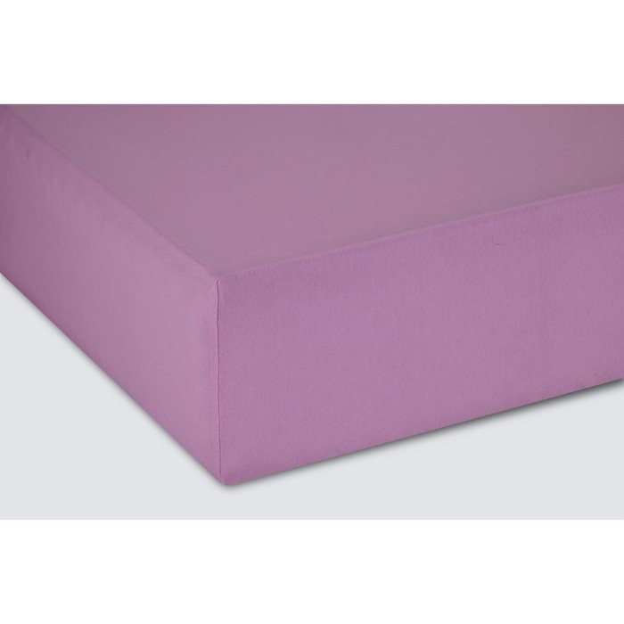 Простыня натяжная на резинке 200x200x20 Ecotex Трикотажная, 100% хлопок, сиреневый