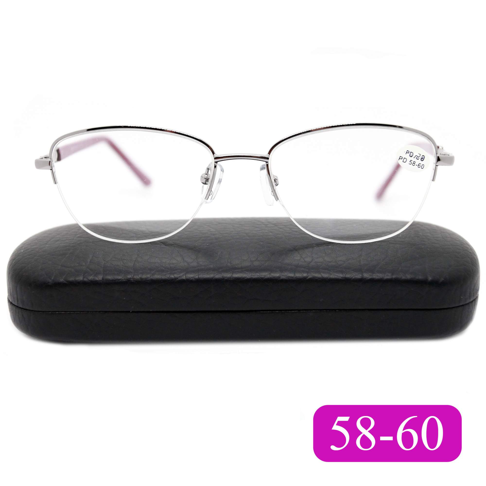 Готовые очки Fabia Monti 8920 +5.00, c футляром, цвет малиновый, РЦ 58-60