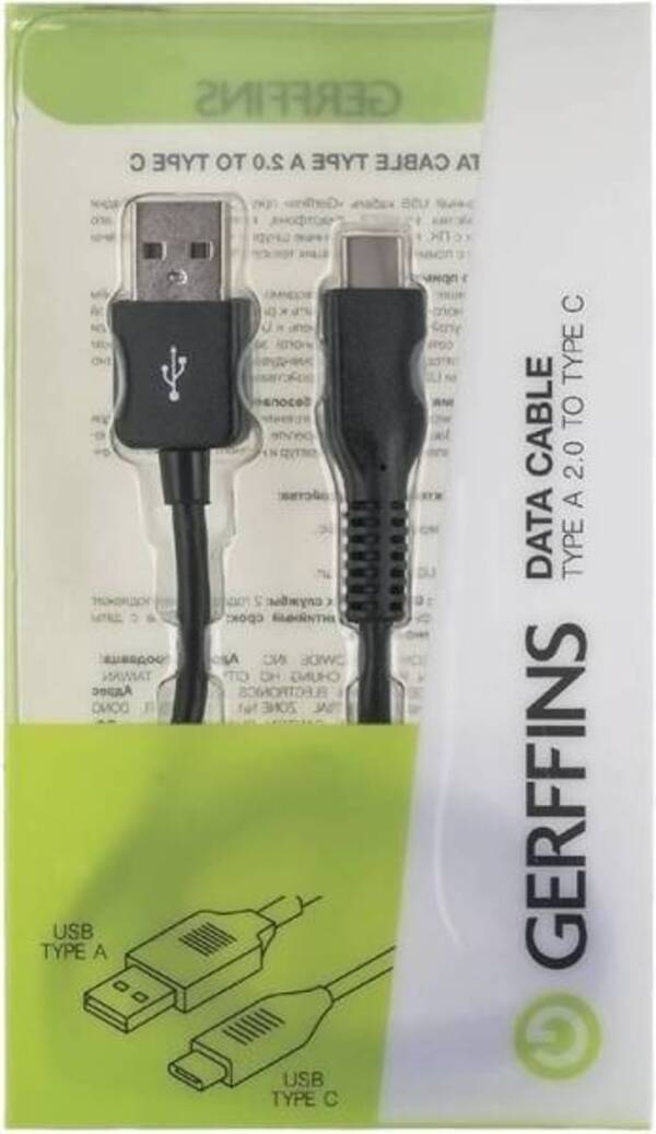 

Gerffins USB 2.0 Type-A - USB Type-C 1м (черный), USB 2.0 Type-A - USB Type-C 1м (черный)