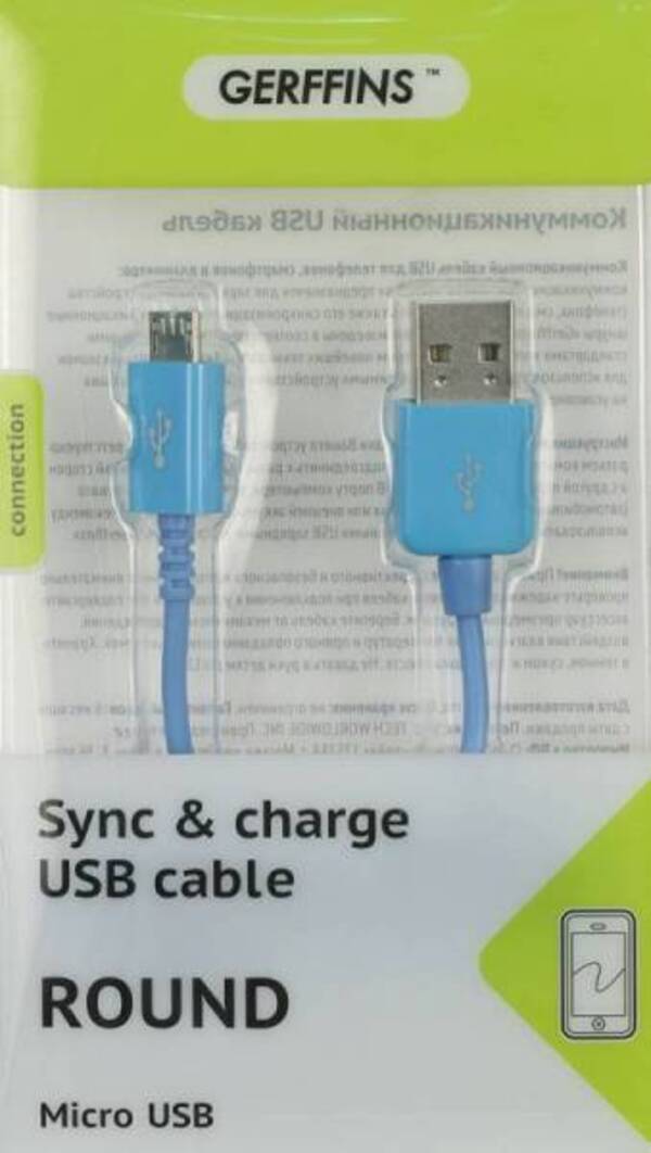 

Gerffins USB - Micro USB 1м (голубой), USB - Micro USB 1м (голубой)