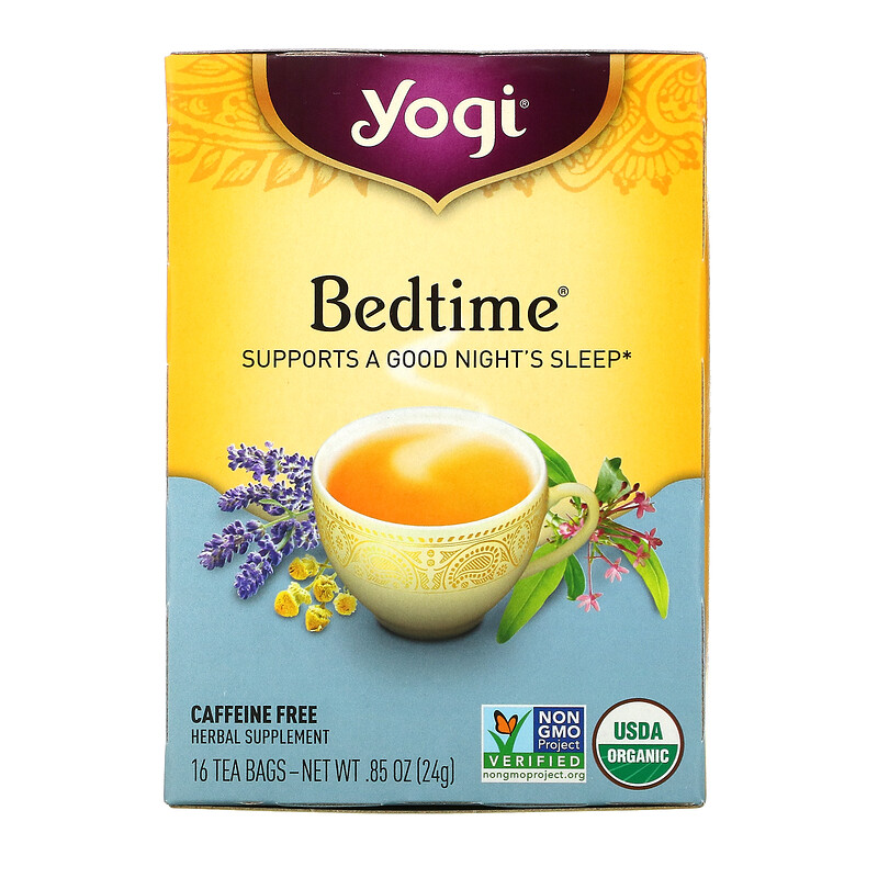 Чай в пакетиках Yogi Tea Bedtime, чай перед сном, без кофеина, 16 пакетиков