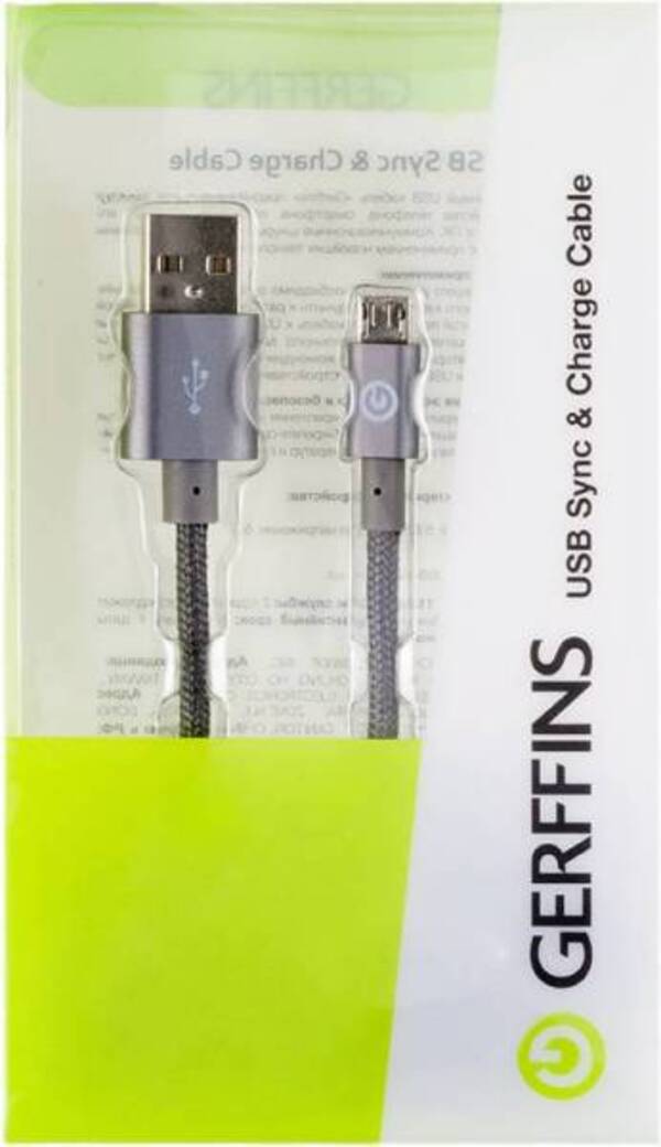

Gerffins USB - micro USB 1м (серый), USB - micro USB 1м (серый)