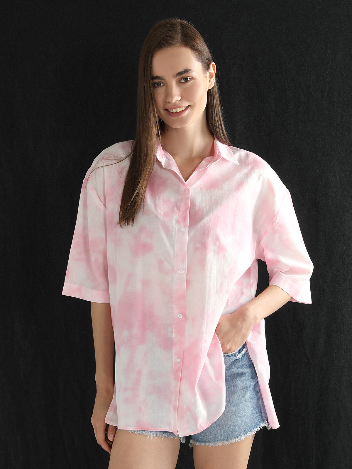 Рубашка женская COLIN'S CL1059130 розовая XS/S