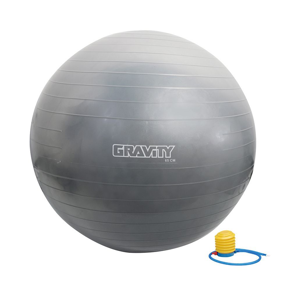 фото Фитбол gravity gymball dk2101, 65 см, серебристый, с насосом