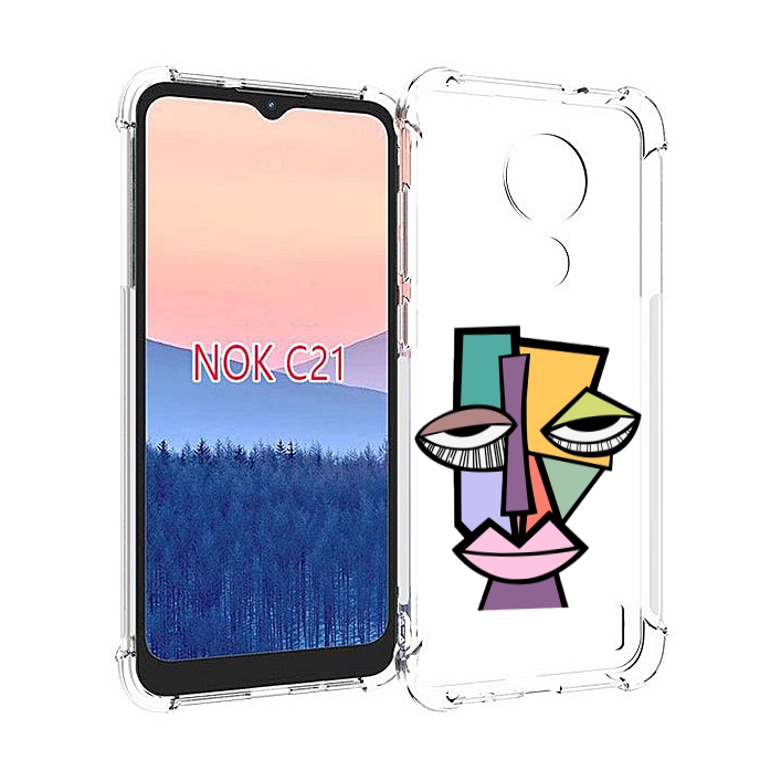 

Чехол MyPads лицо из квадратиков с глазами женский для Nokia C21, Прозрачный, Tocco