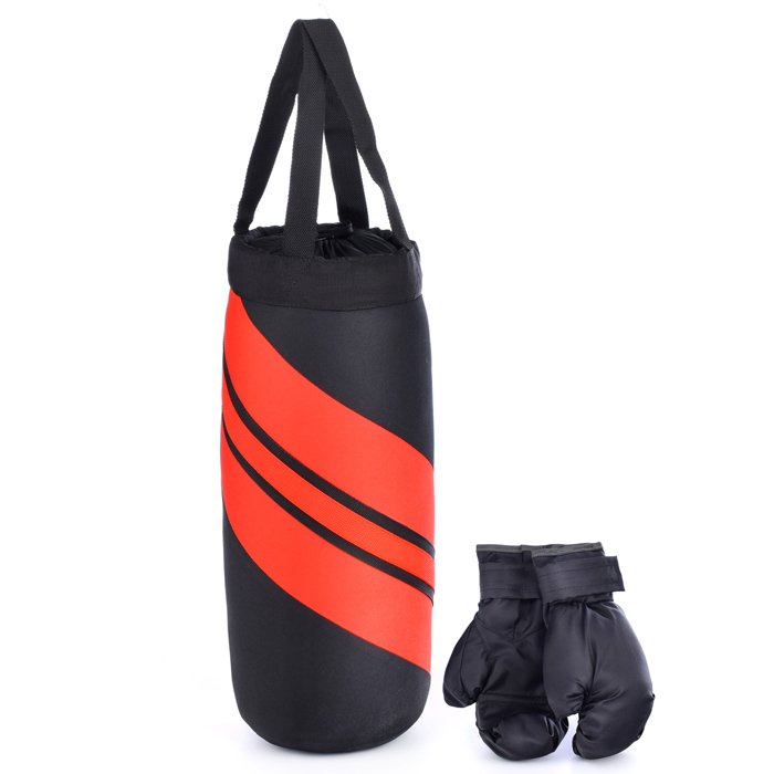 Набор для бокса Belon груша 50 см х O20 см, с перчатками, Спираль черная-красная, Оксфорд