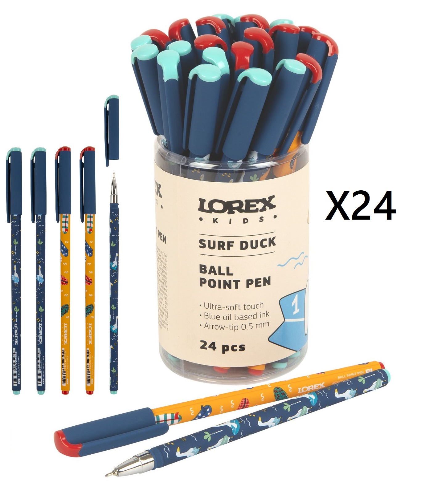 

Ручка Lorex Kids Surf Duck Slim Soft масляная синяя 0,5 мм 24шт, 247244-728222