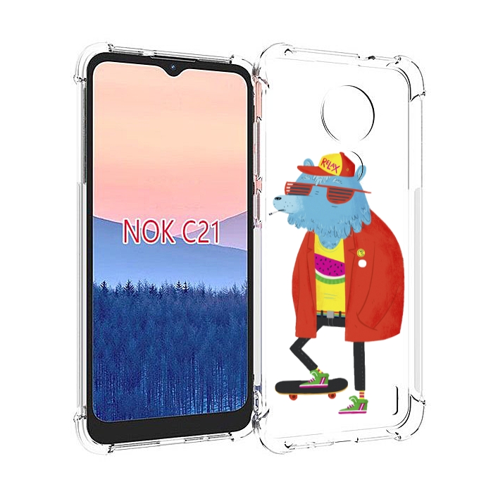 

Чехол MyPads медведь на скейте для Nokia C21, Прозрачный, Tocco