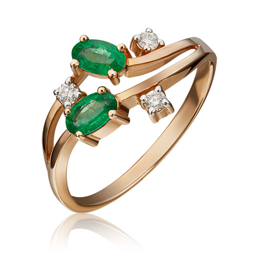 

Кольцо из золота р. 17,5 PLATINA jewelry 01-0668-00-106-1110-30, бриллиант\изумруд, 01-0668-00-106-1110-30
