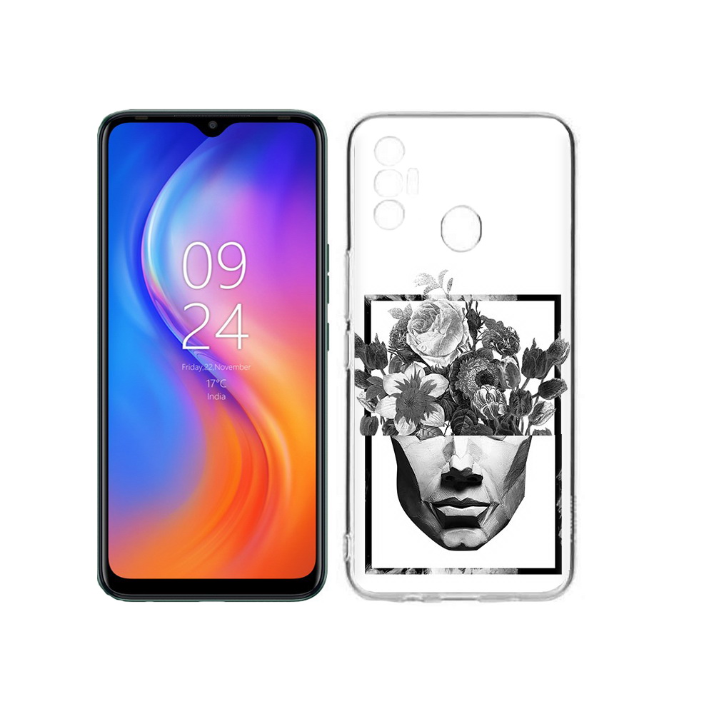 

Чехол MyPads Tocco для Tecno Spark 7 черно белая ваза в абстракции, Прозрачный, Tocco
