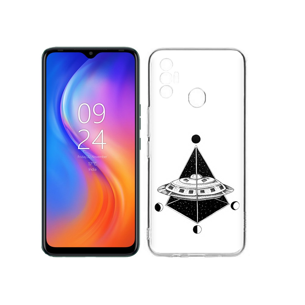 

Чехол MyPads Tocco для Tecno Spark 7 черно белая летающая тарелка, Прозрачный, Tocco