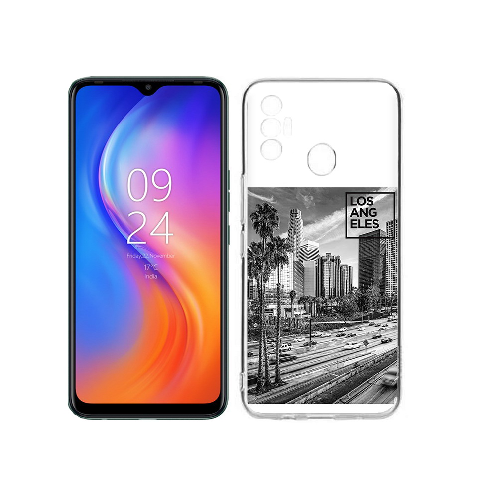 

Чехол MyPads Tocco для Tecno Spark 7 черно белый лос анджелес, Прозрачный, Tocco