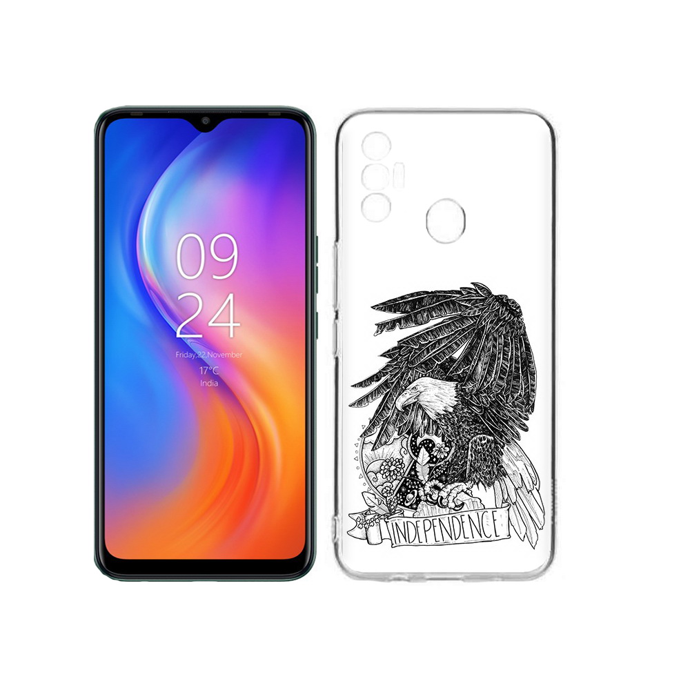 

Чехол MyPads Tocco для Tecno Spark 7 черно белый сокол, Прозрачный, Tocco