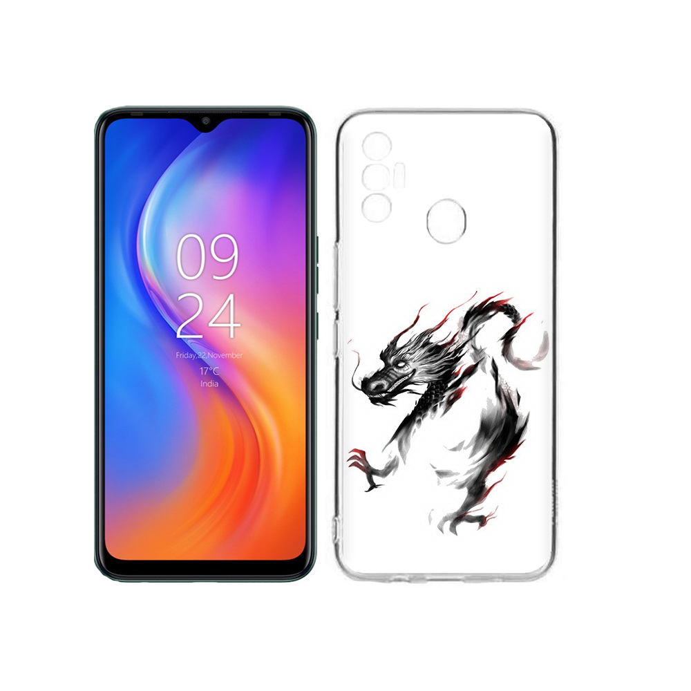 

Чехол MyPads Tocco для Tecno Spark 7 черный дракон, Прозрачный, Tocco