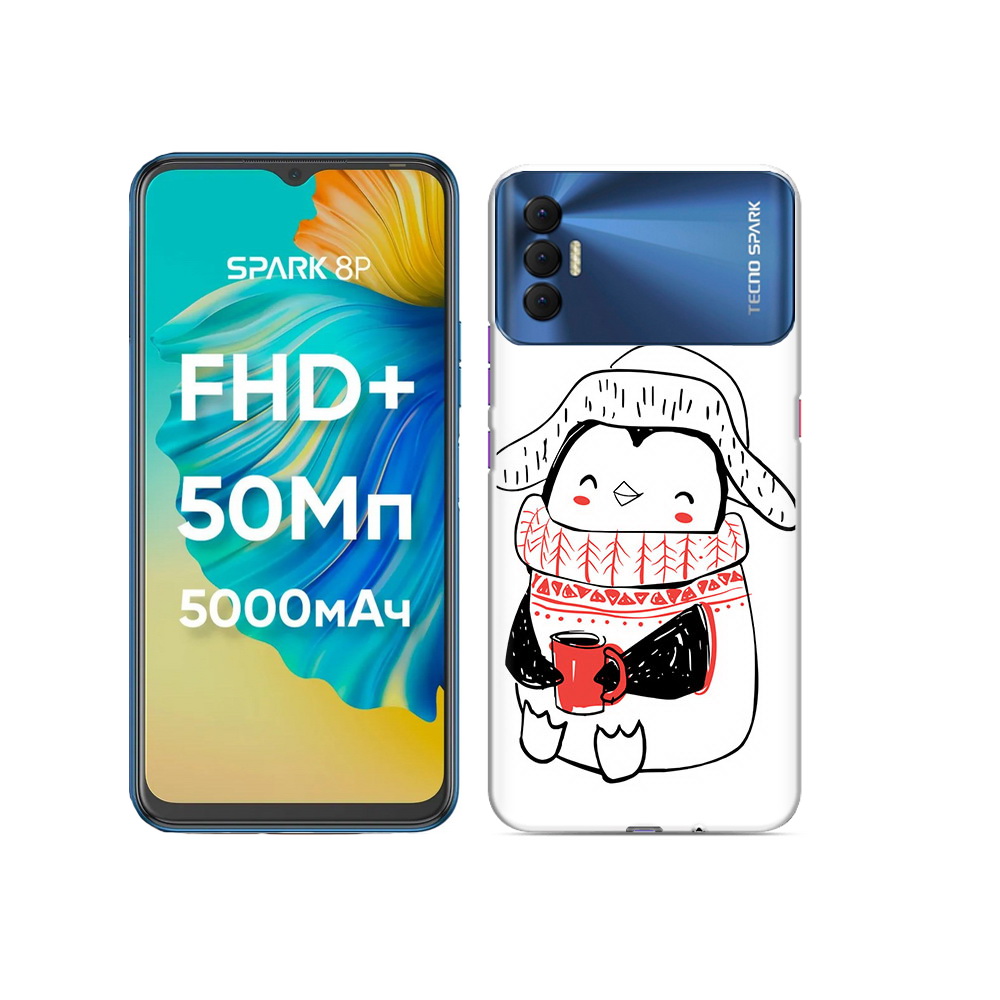 

Чехол MyPads Tocco для Tecno Spark 8P Милый пингвин, Прозрачный, Tocco