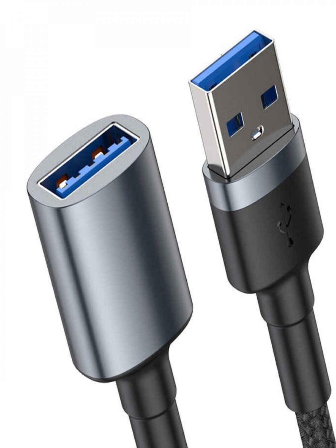 фото Кабель usb(m)-usb(f) baseus cafule dark gray 2a 1m