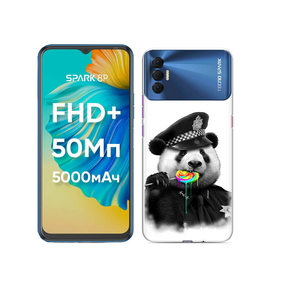 

Чехол MyPads Tocco для Tecno Spark 8P Панда полиция, Прозрачный, Tocco