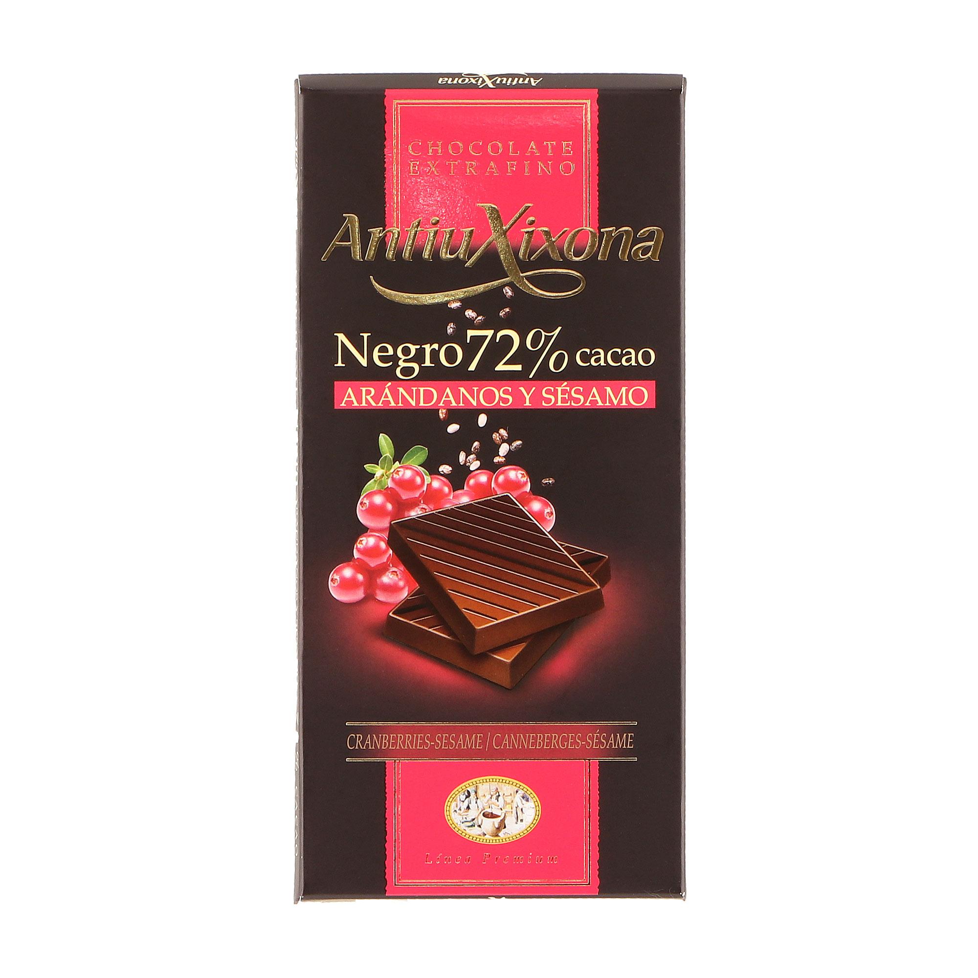 

Плитка Antiu Xixona темный шоколад с клюквой и кунжутом 72% 100 г