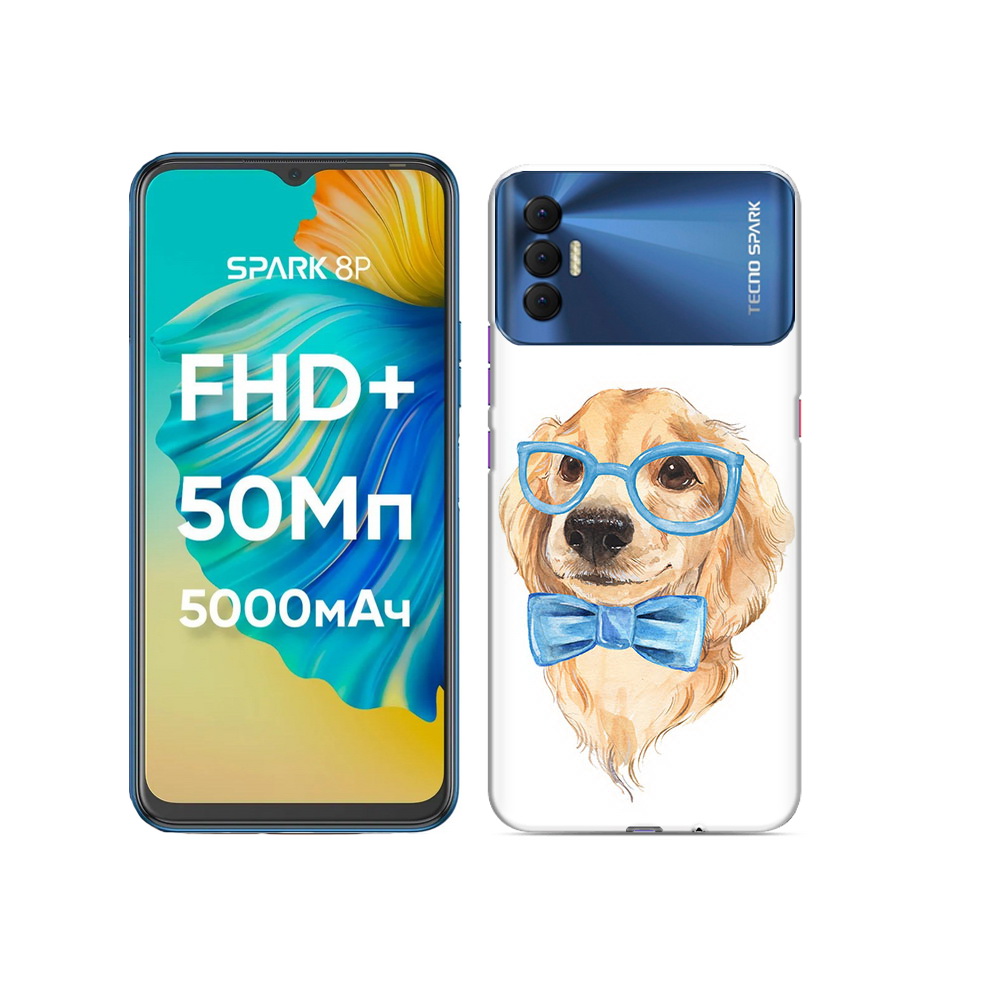

Чехол MyPads Tocco для Tecno Spark 8P Собака интеллигент, Прозрачный, Tocco