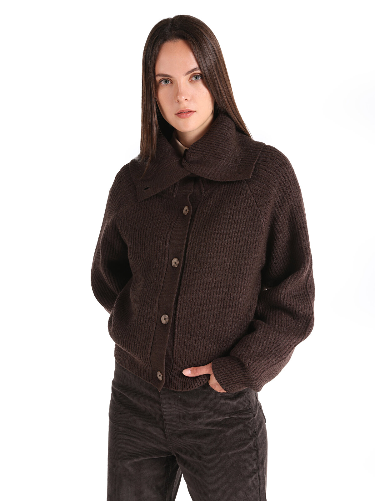 

Кардиган женский COLIN'S CL1065652 коричневый S, CL1065652