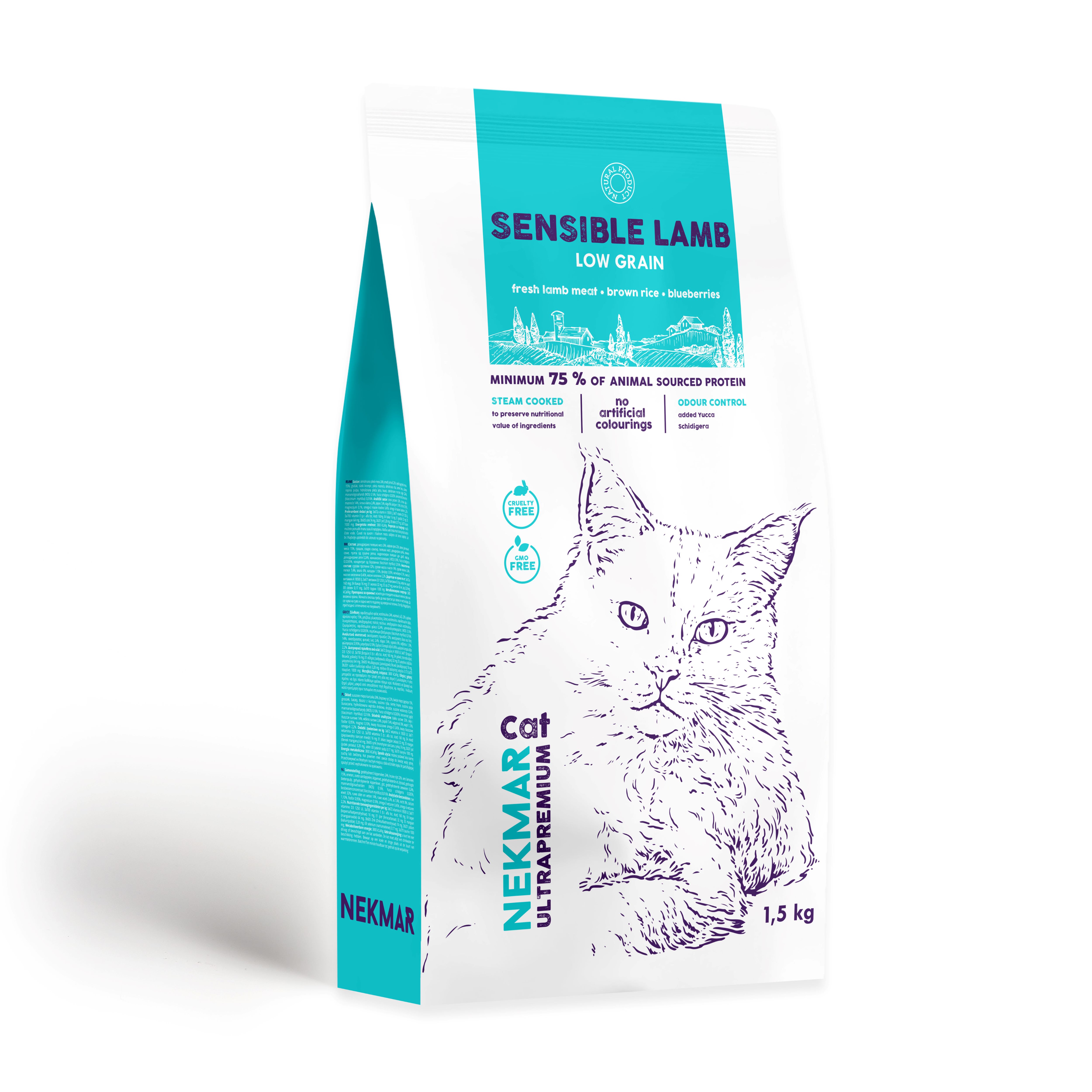 

Сухой корм для кошек Nekmar Cat Low Grain Sensible Lamb, 1,5 кг, NLGSL-1,5
