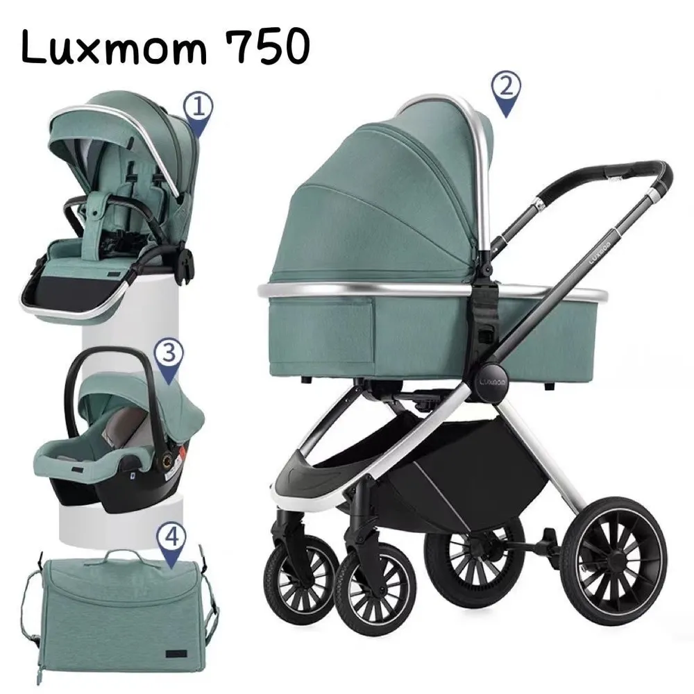 Детская коляска 3 в 1 luxmom 750, зеленый коляска прогулочная для двойни luxmom t11 зеленый