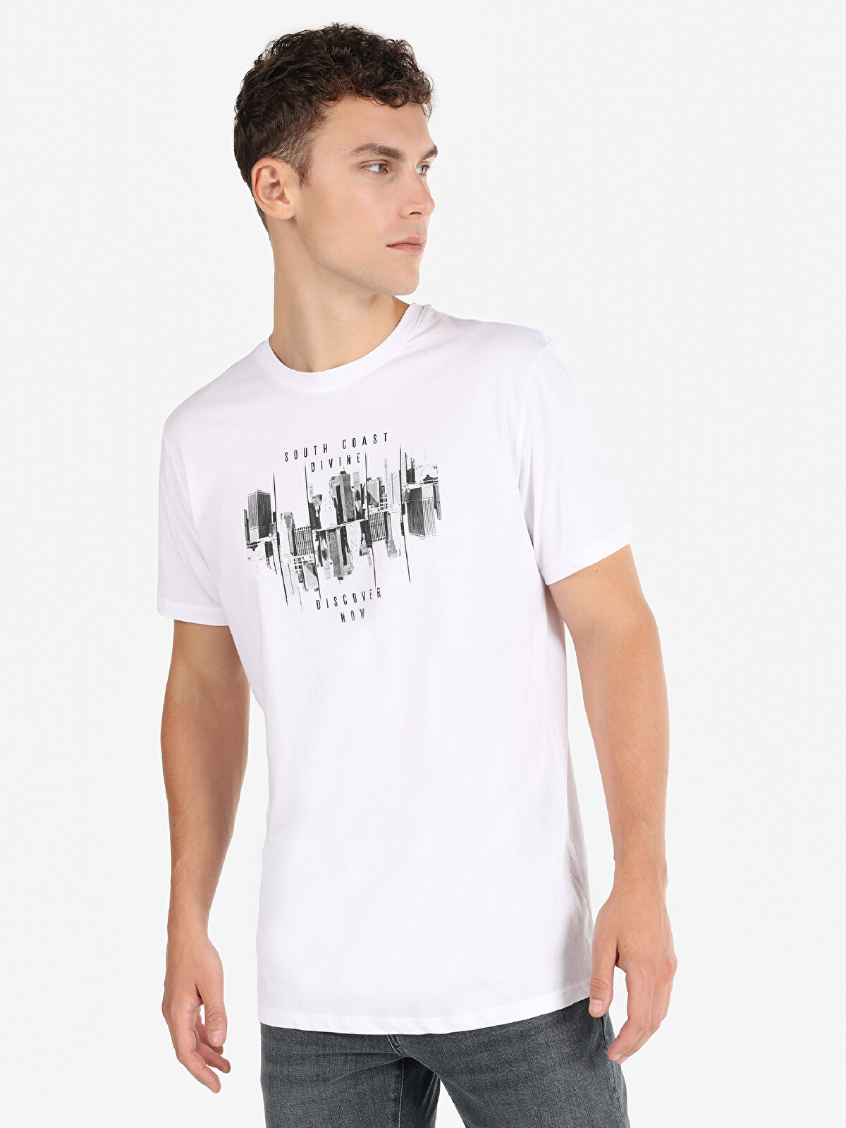 

Футболка мужская Colin's CL1064699 белая XS, Белый, CL1064699