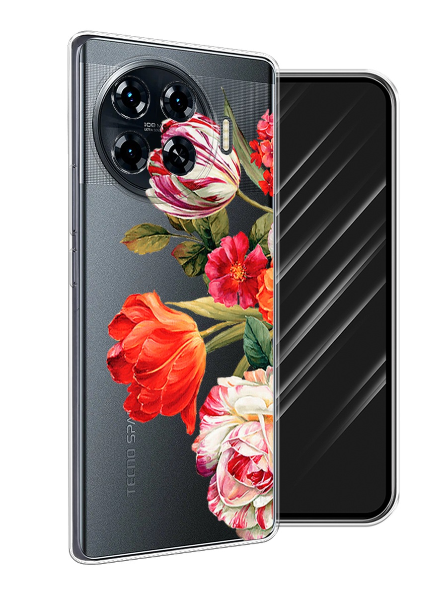 

Чехол Awog на Tecno Spark 20 Pro Plus "Весенний букет", Красный;розовый;зеленый, 305050-1