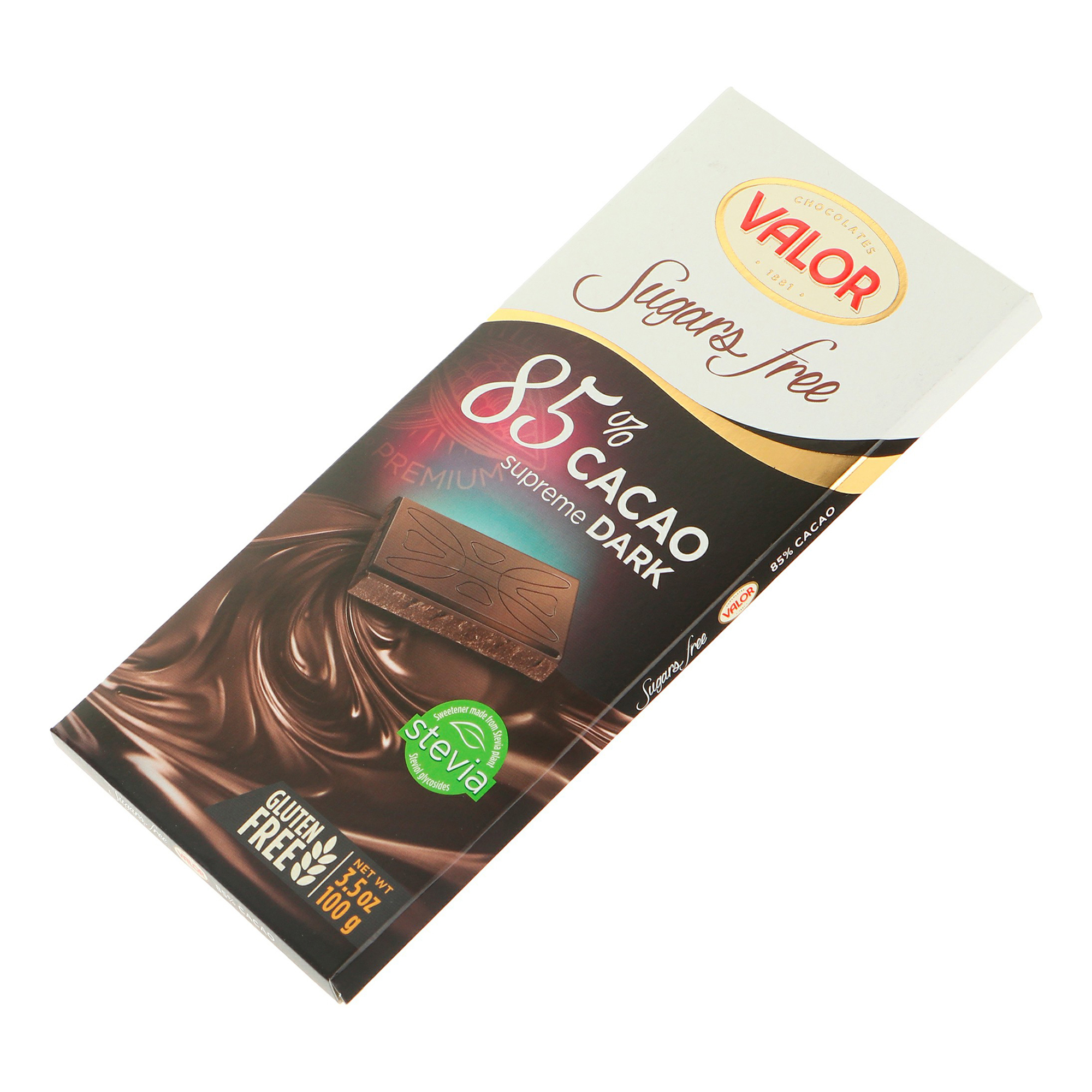 Плитка Valor горький шоколад без сахара 85% 100 г
